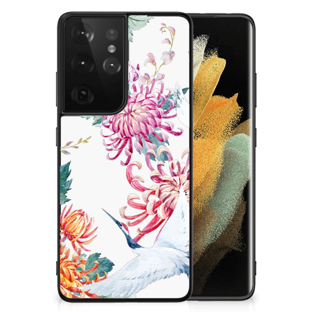 Samsung Galaxy S21 Ultra Dierenprint Telefoonhoesje Bird Flowers B2C Telecom