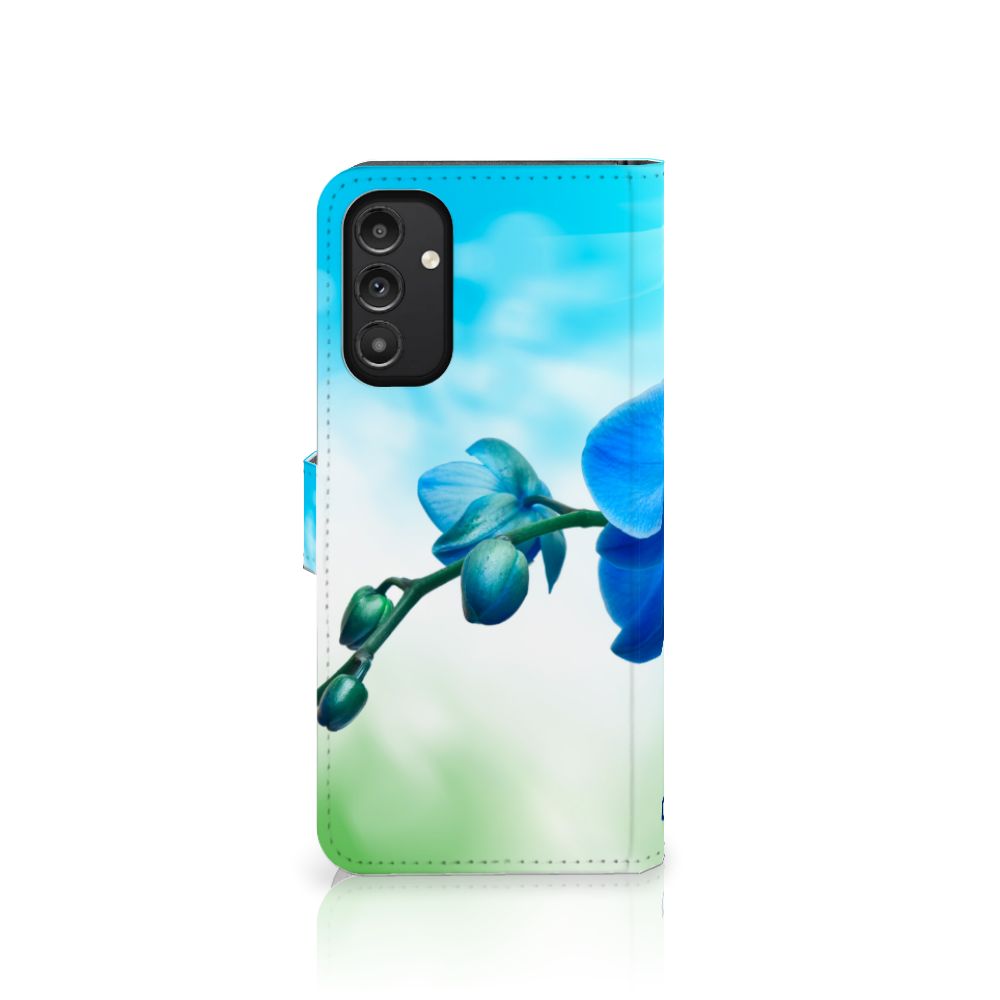 Samsung Galaxy A14 5G Hoesje Orchidee Blauw - Cadeau voor je Moeder met elegante orchidee print.