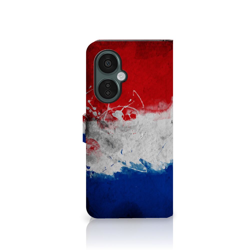OnePlus Nord CE 3 Lite Bookstyle Case Nederland met artistiek ontwerp van de Nederlandse vlag.
