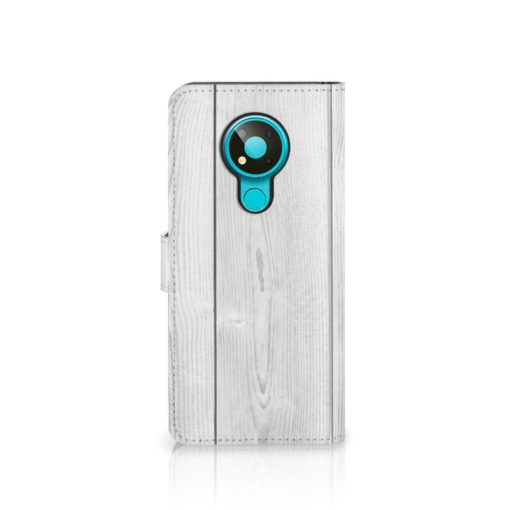 Nokia 3.4 Book Style Case White Wood