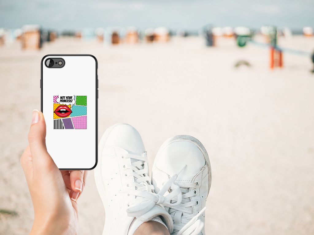 iPhone SE 2022 | SE 2020 | 7/8 GSM Cover Popart Princess in beach setting, showcasing vibrant design and protective features.