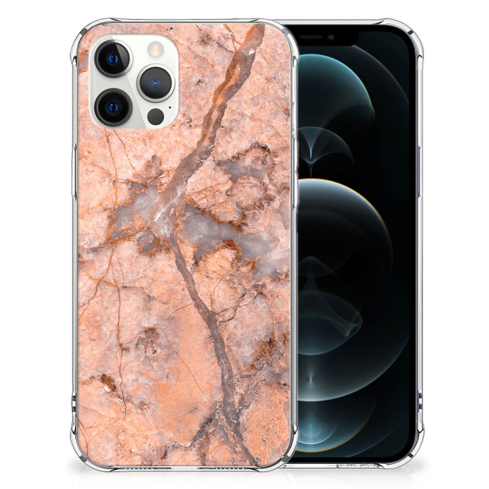 iPhone 12 Pro Max Anti-Shock Hoesje Marmer Oranje B2C Telecom