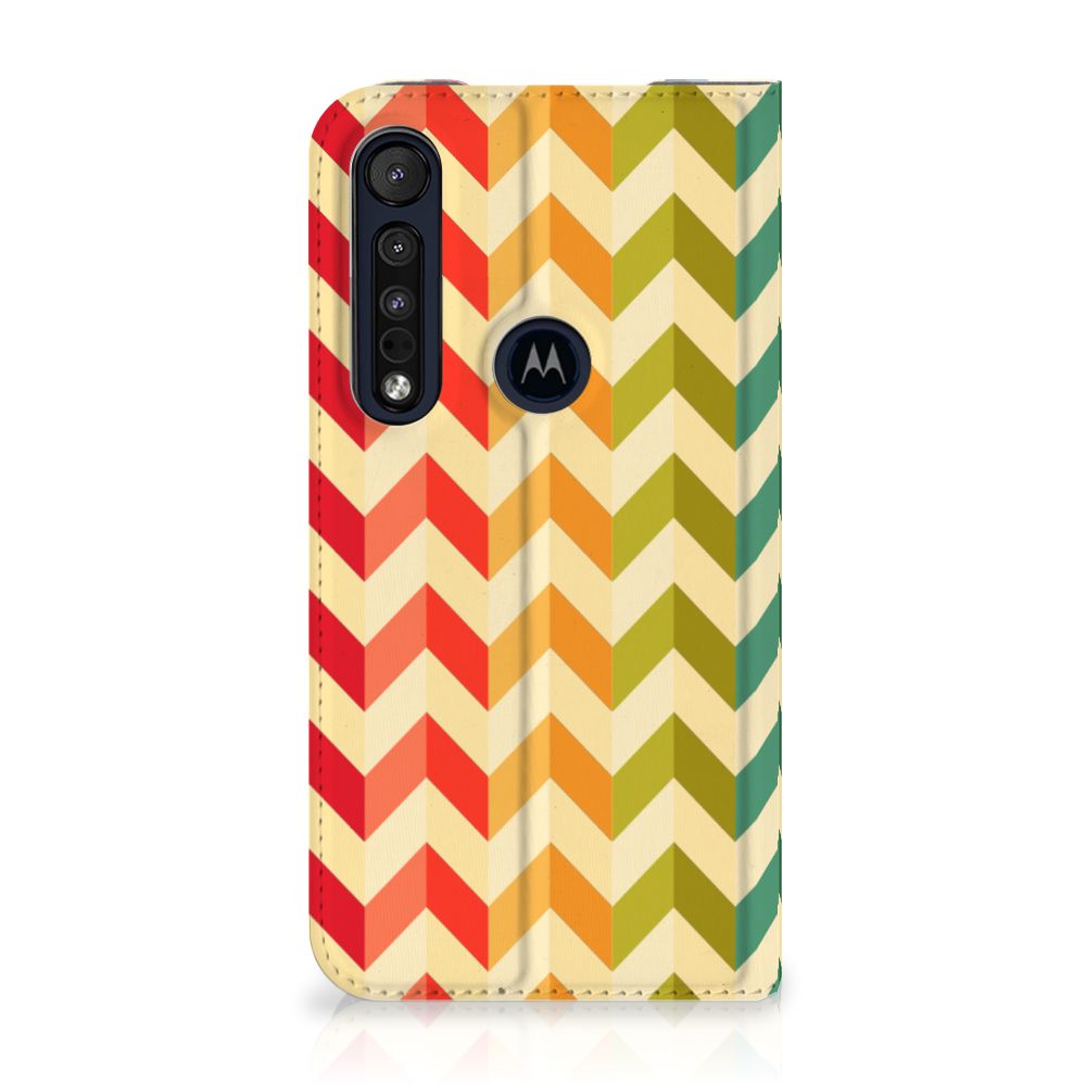 Motorola G8 Plus Hoesje met Magneet Zigzag Multi Color - B2C Telecom