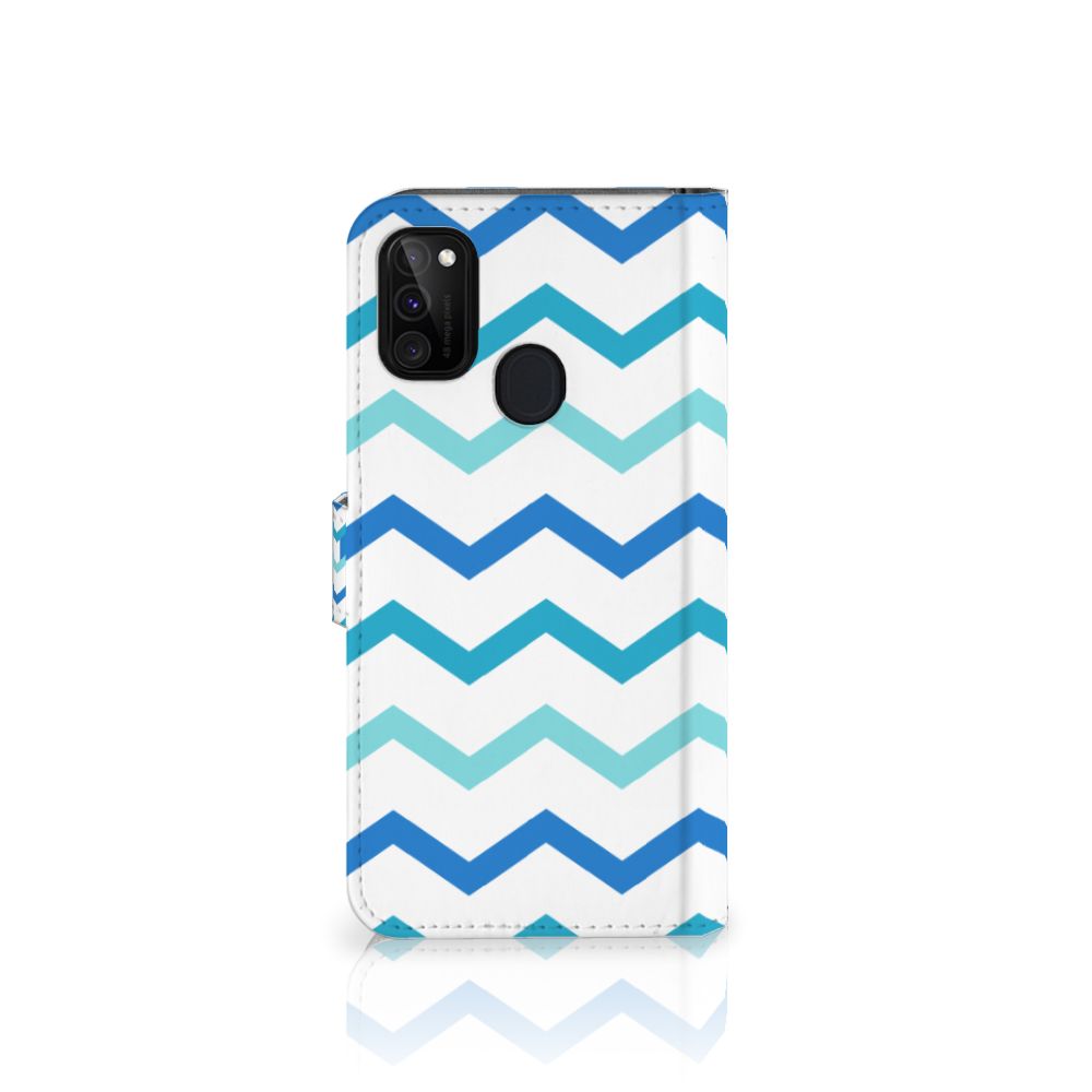 Samsung Galaxy M21 | M30s Telefoon Hoesje Zigzag Blauw
