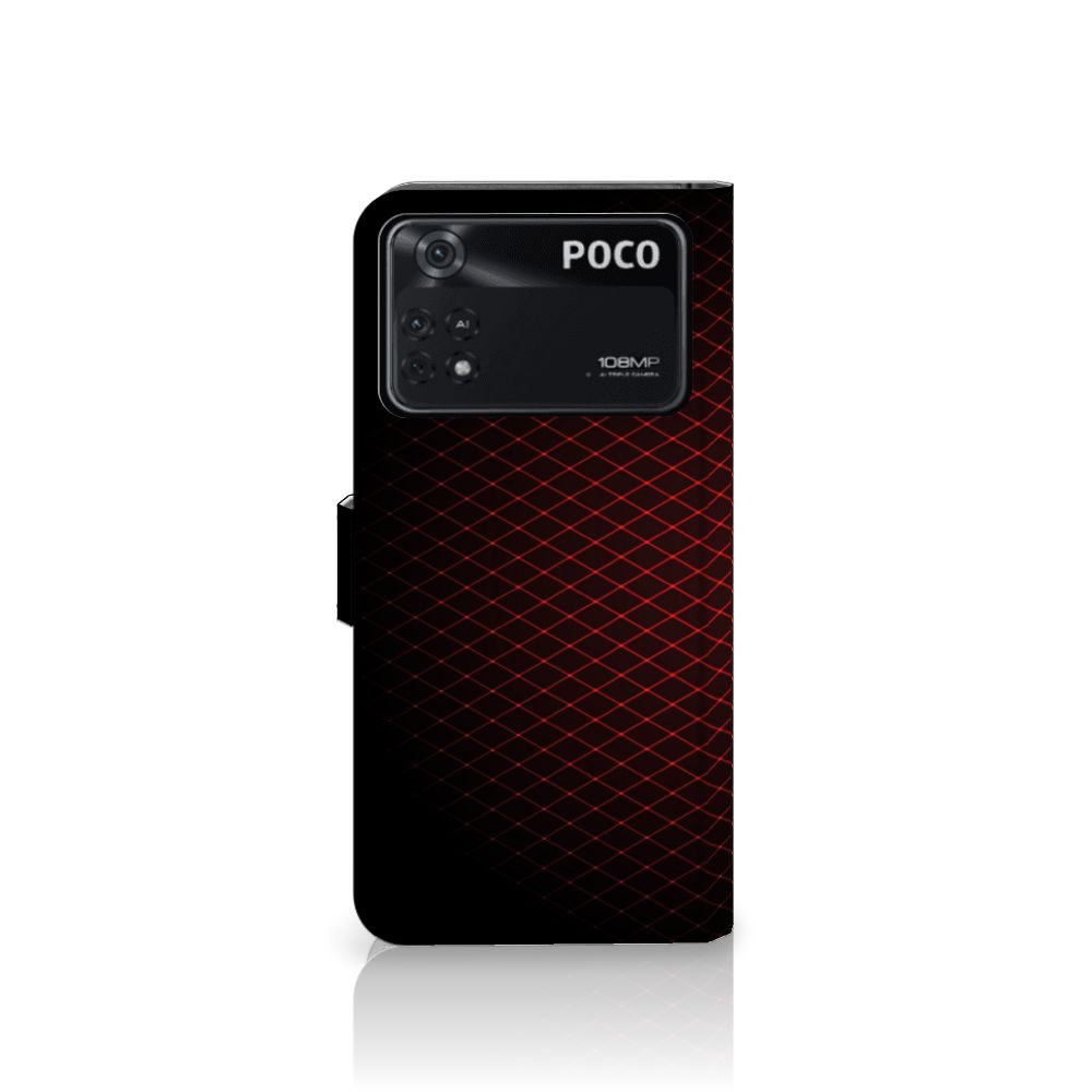 Xiaomi Poco X4 Pro 5G Telefoon Hoesje Geruit Rood, minimalistisch design met ruimte voor pasjes