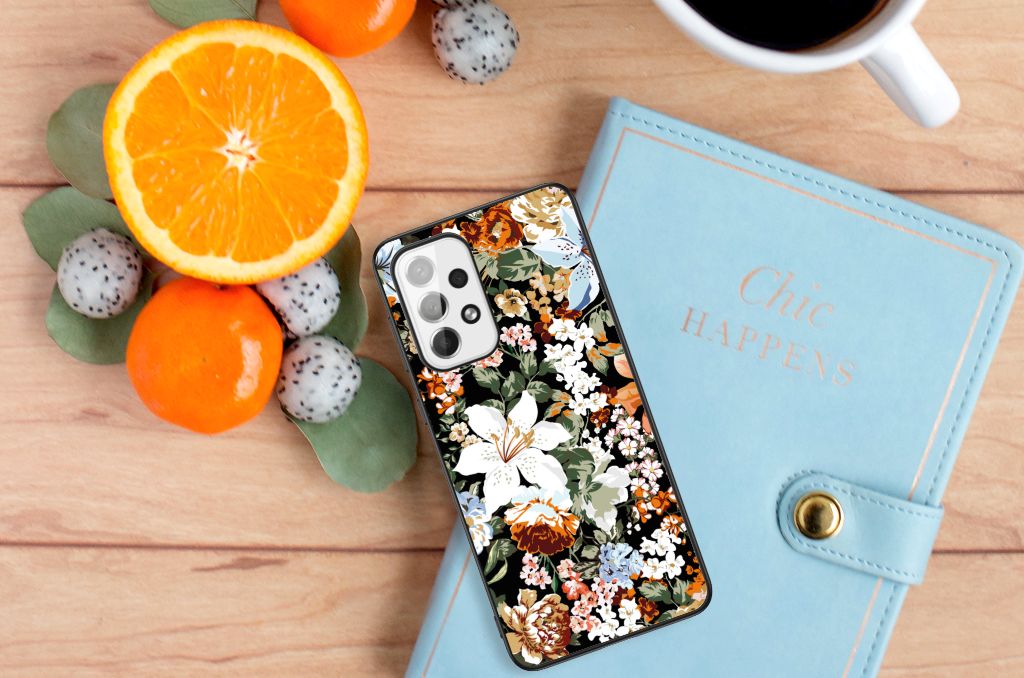Bloemen Hoesje voor Samsung Galaxy A73 Dark Flowers B2C Telecom