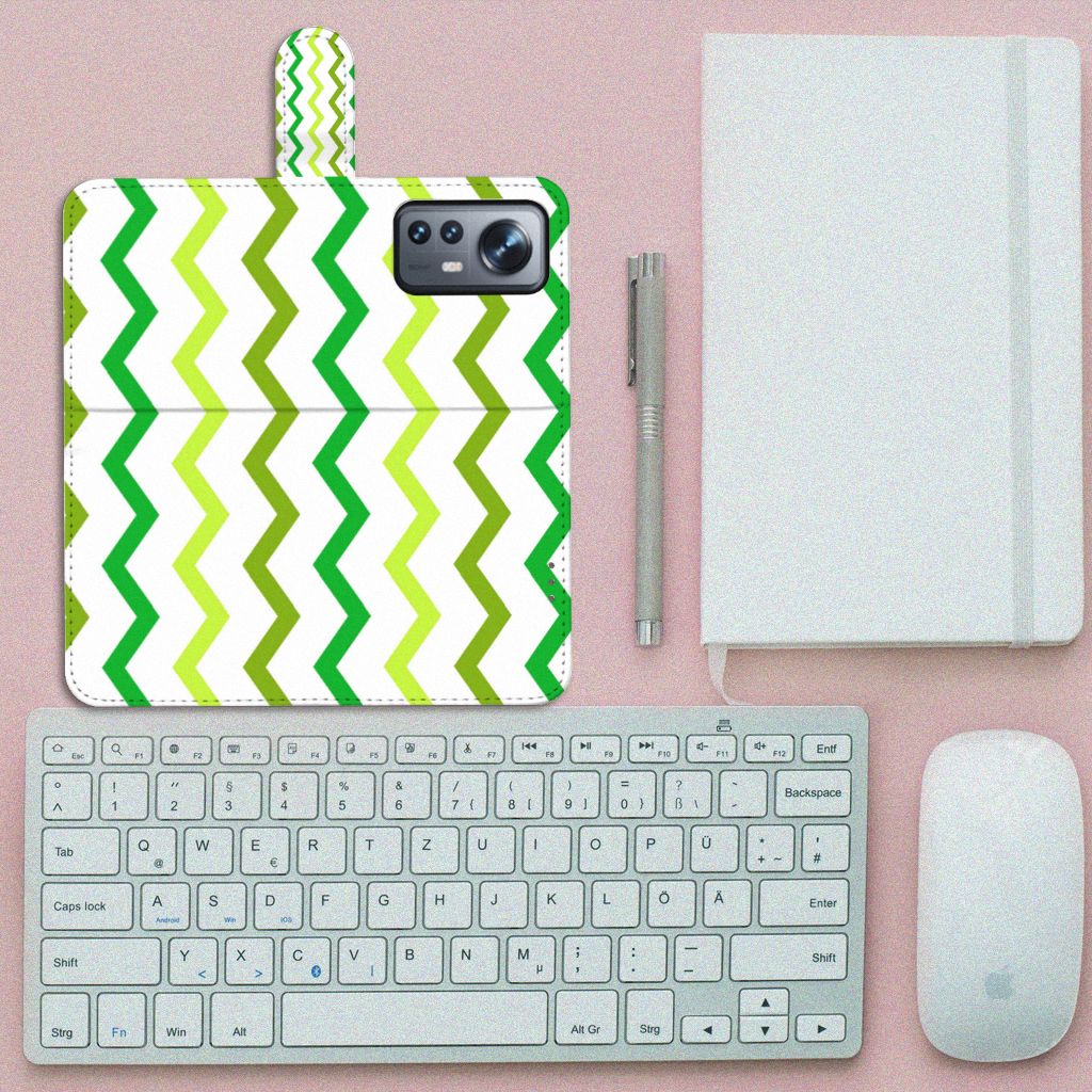 Xiaomi 12 Pro Telefoon Hoesje Zigzag Groen