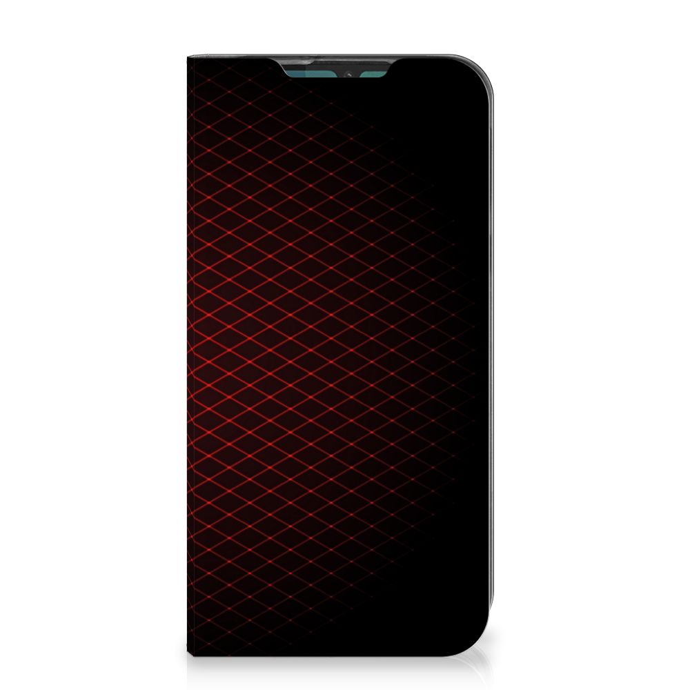 Motorola G8 Plus Hoesje met Magneet Geruit Rood - B2C Telecom