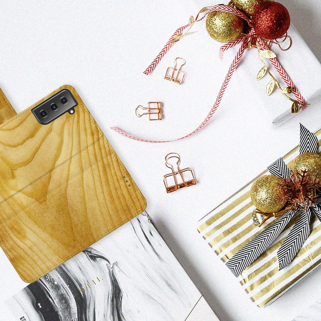 Samsung Galaxy S21 Plus Book Style Case Licht Hout