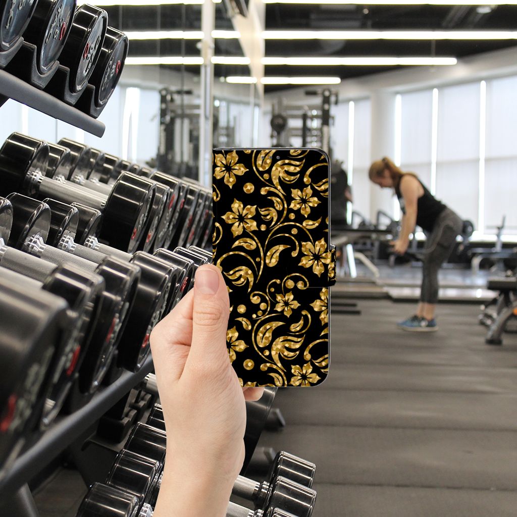 Samsung Galaxy A32 5G Hoesje Gouden Bloemen