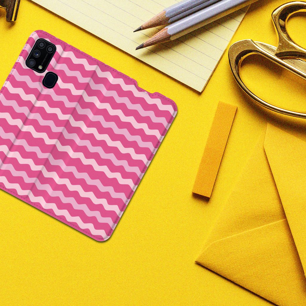 Samsung Galaxy M31 Hoesje met Magneet Waves Pink - B2C Telecom