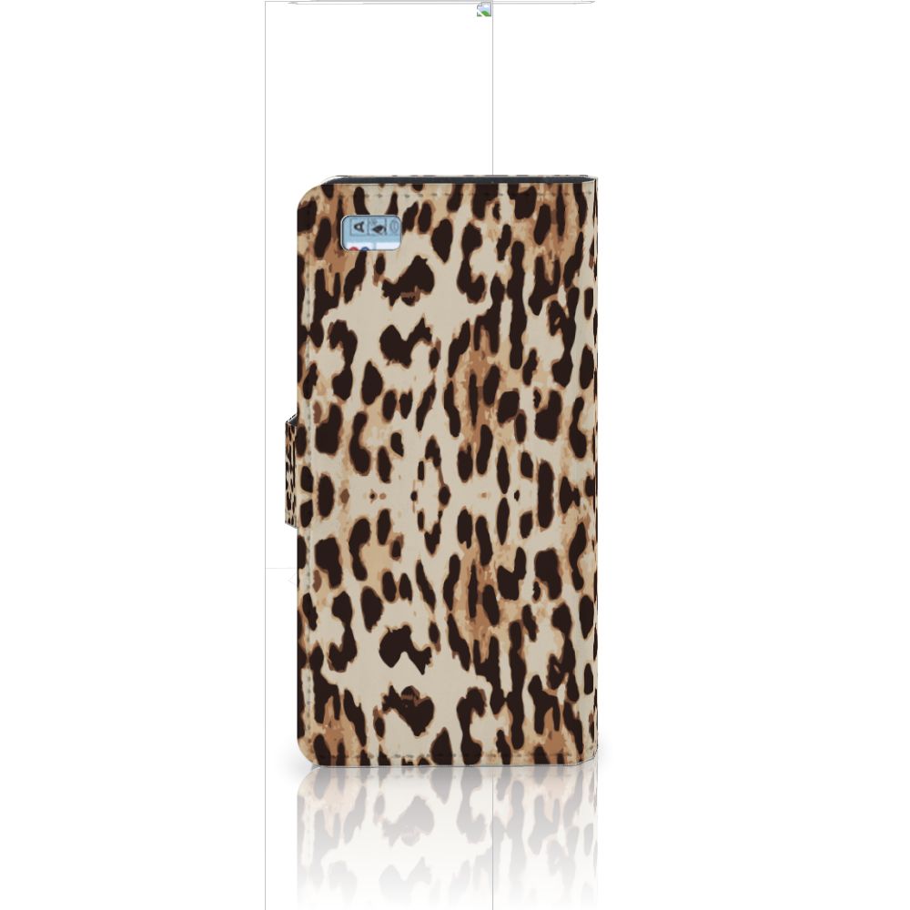 Huawei Ascend P8 Lite Telefoonhoesje met Pasjes Leopard
