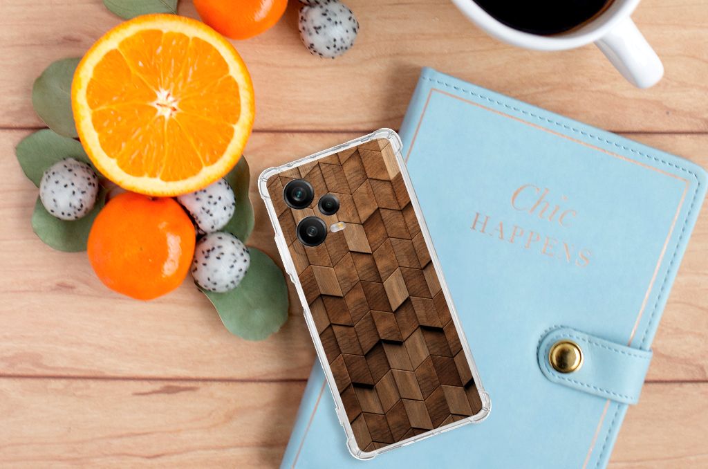 Stevig Telefoonhoesje voor Xiaomi Redmi Note 12 Pro Plus Wooden Cubes