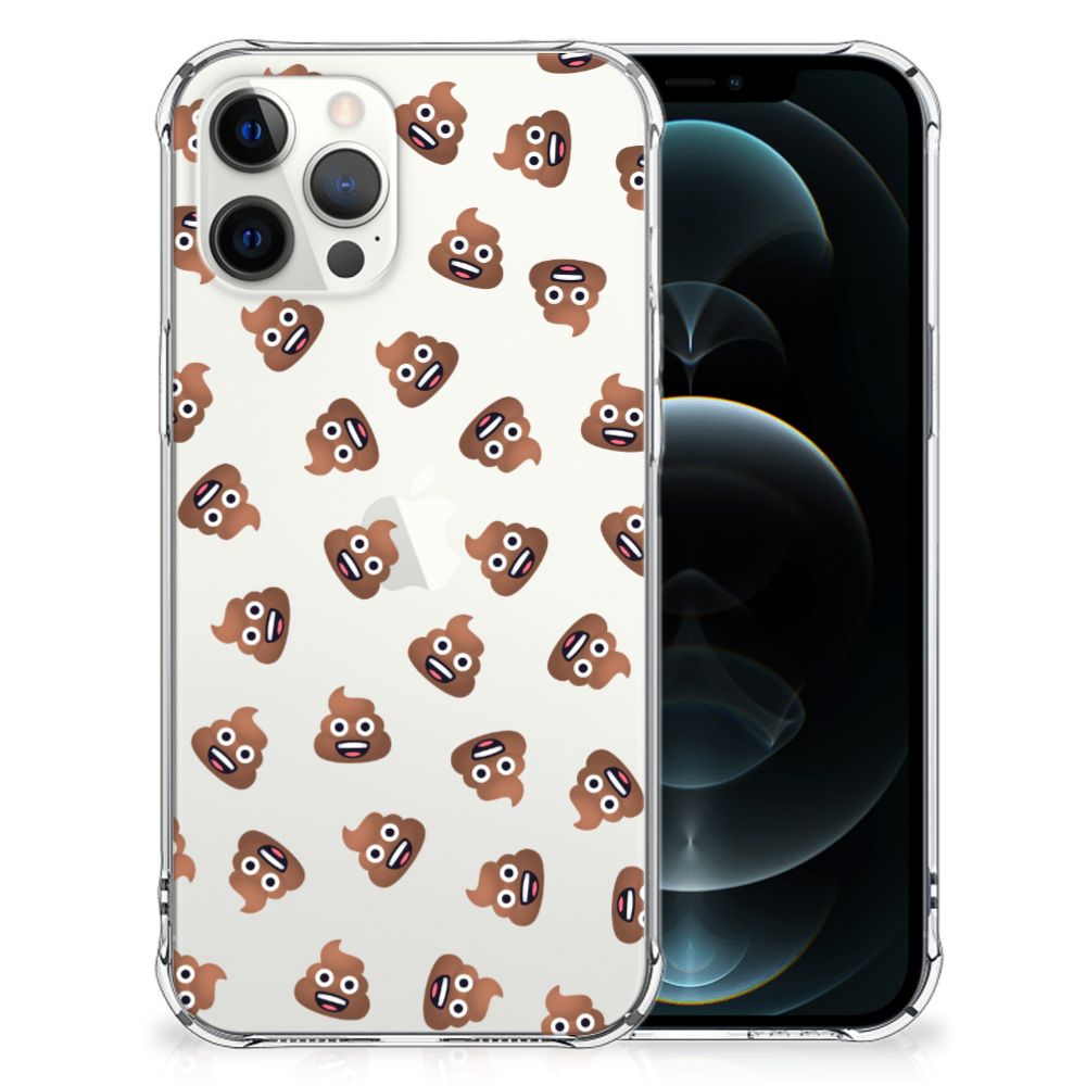 Doorzichtige Silicone Hoesje voor iPhone 12 Pro Max Poep Emojis B2C Telecom