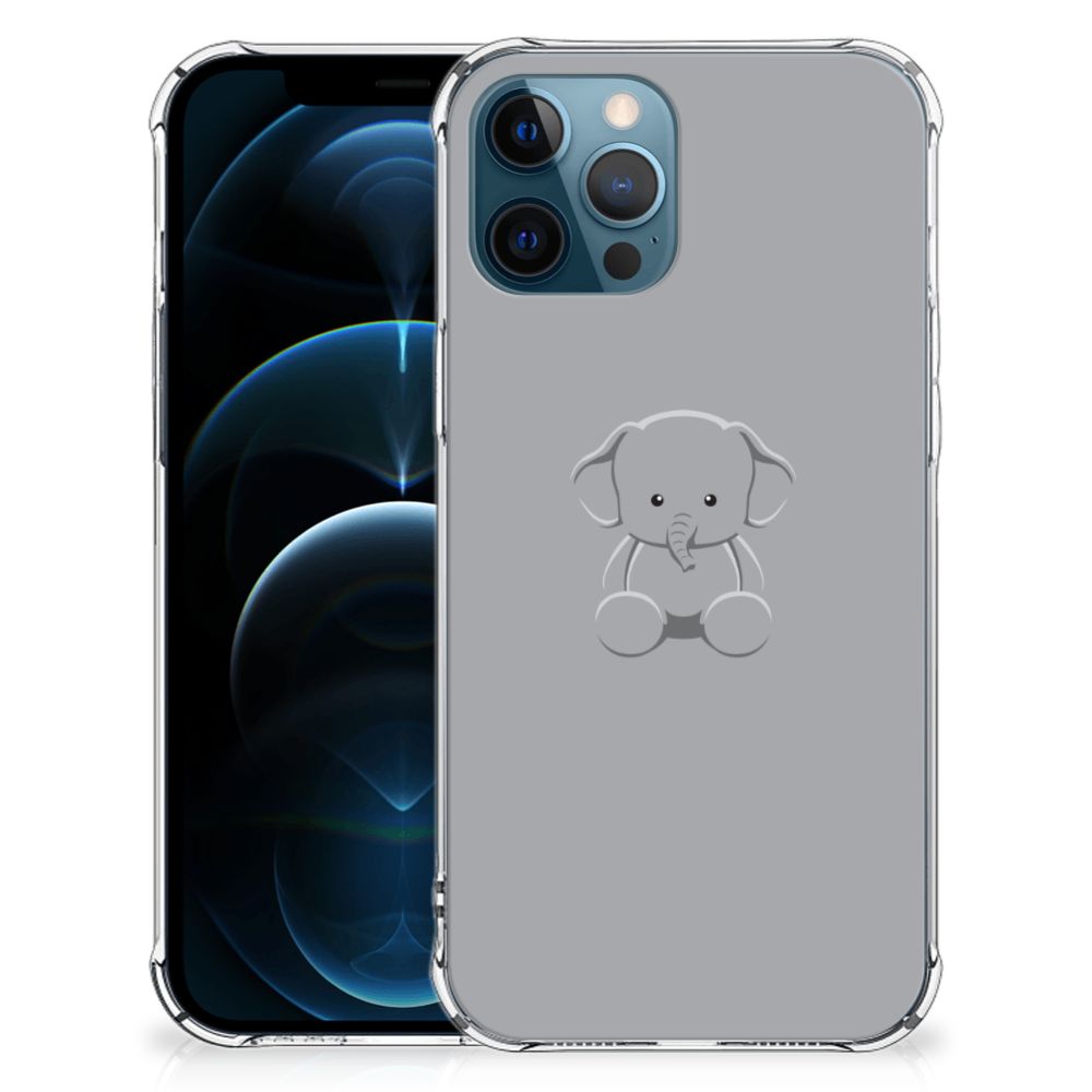 iPhone 12 | 12 Pro Stevig Bumper Hoesje Grijs Baby Olifant