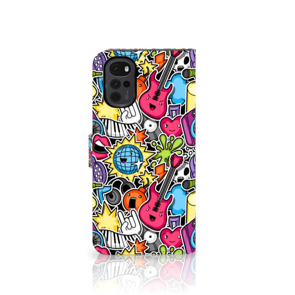 Motorola Moto G22 Wallet Case met Pasjes Punk Rock