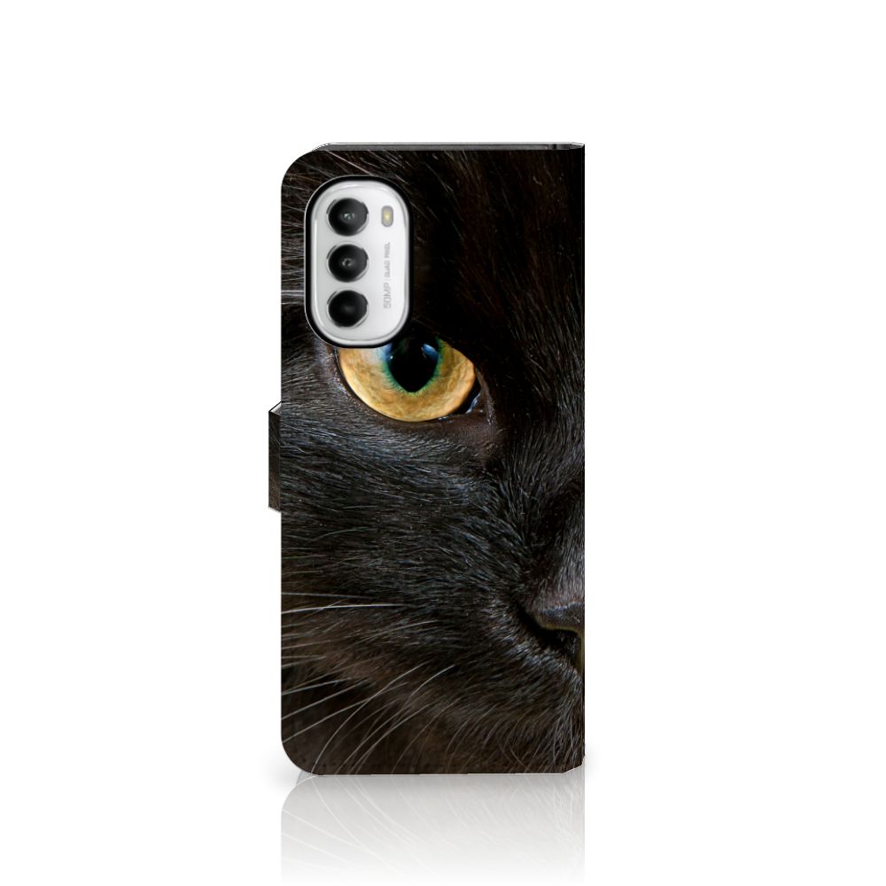 Motorola Moto G52 | Moto G82 Telefoonhoesje met Pasjes Zwarte Kat
