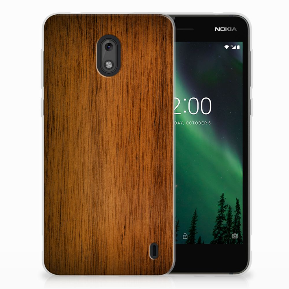 Nokia 2 Bumper Hoesje Donker Hout