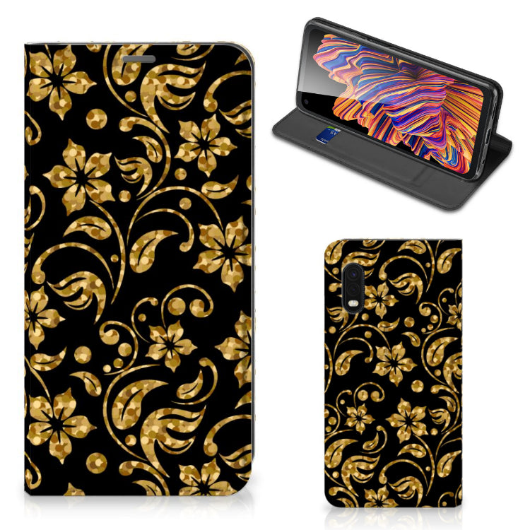 Samsung Xcover Pro Smart Cover Gouden Bloemen