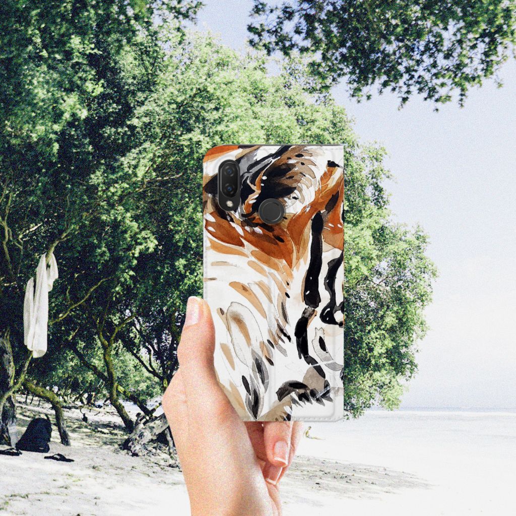 Bookcase Huawei P Smart Plus Watercolor Tiger