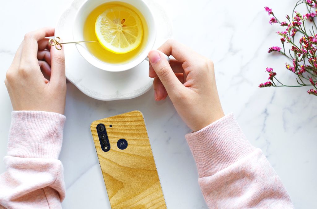 Motorola Moto G8 Power Lite Bumper Hoesje Licht Hout B2C Telecom