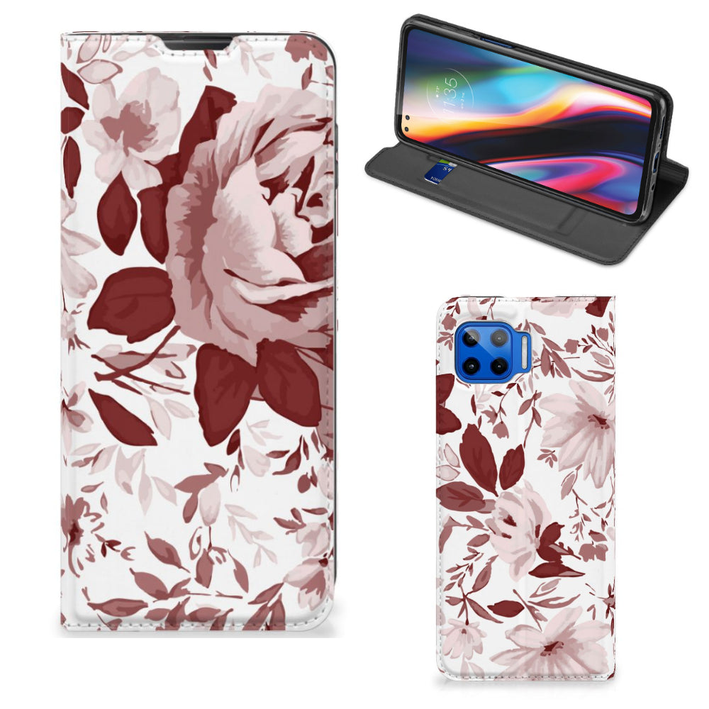 Bookcase Motorola Moto G 5G Plus Watercolor Flowers