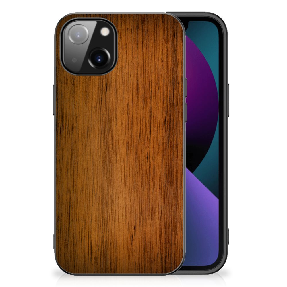 Apple iPhone 13 Houten Print Telefoonhoesje Donker Hout