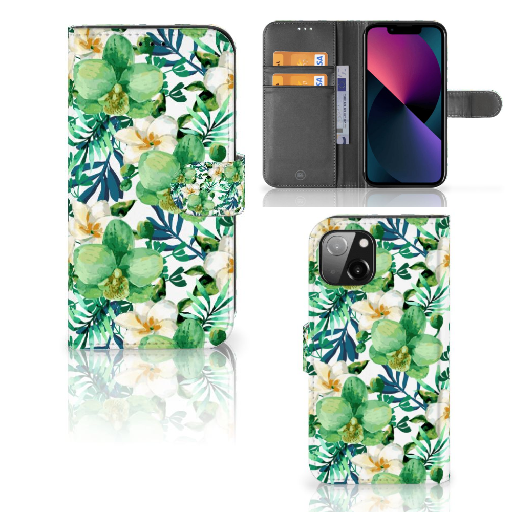 Apple iPhone 13 Hoesje Orchidee Groen