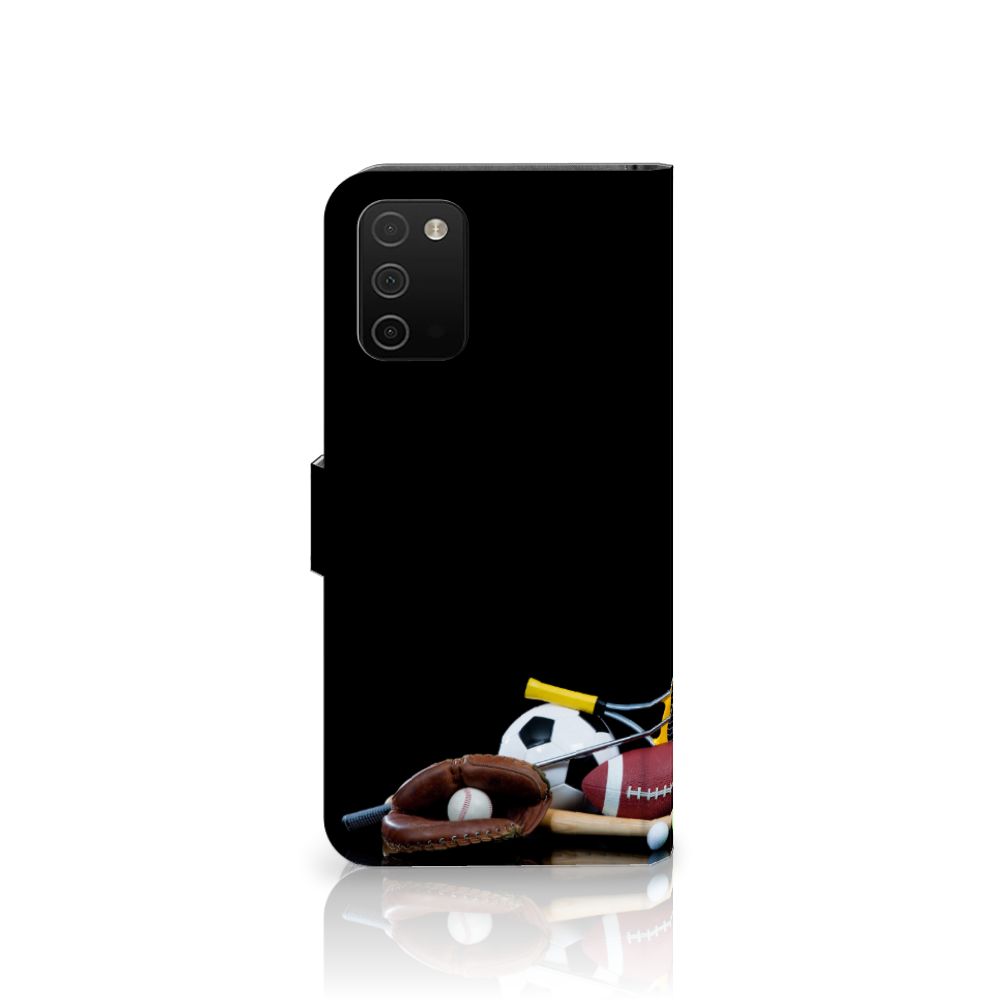 Samsung Galaxy A03s Wallet Case met Pasjes Sports met sportafbeeldingen en meerdere houders voor pasjes en geld.
