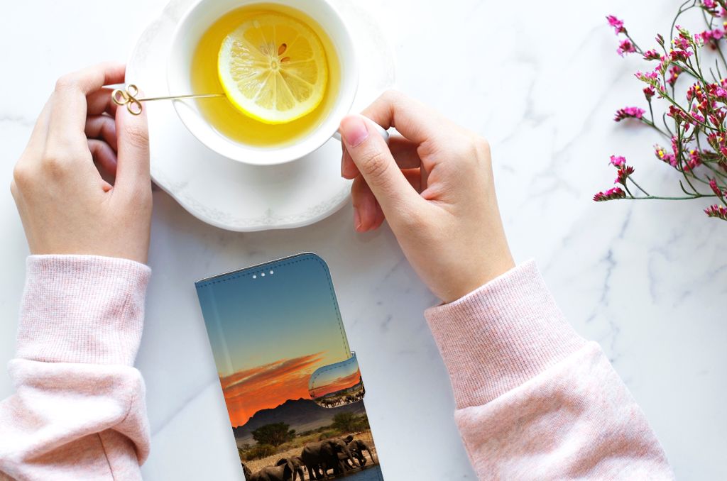 Motorola G8 Power Telefoonhoesje met Pasjes Olifanten