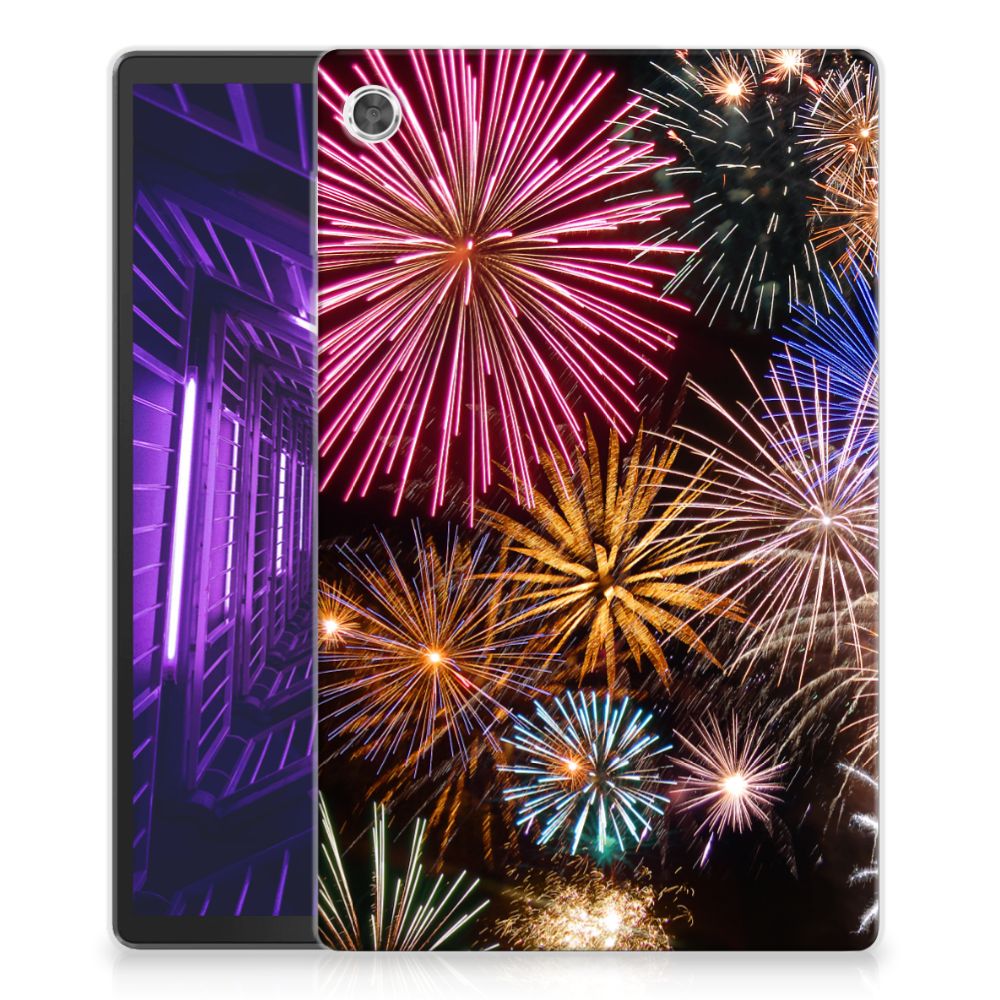 Lenovo Tab M10 Plus Leuke Siliconen Hoes Vuurwerk - B2C Telecom