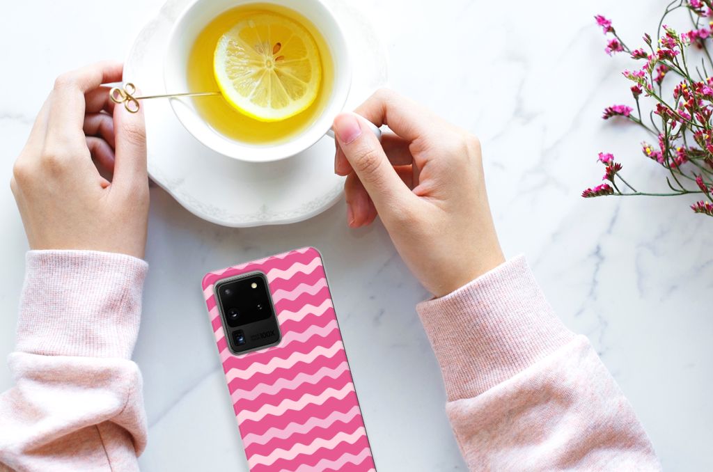 Samsung Galaxy S20 Ultra TPU bumper Waves Pink B2C Telecom
