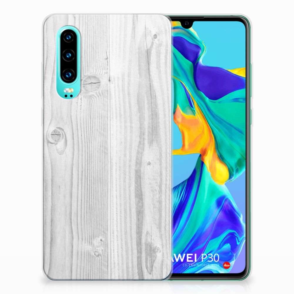 Huawei P30 Bumper Hoesje White Wood