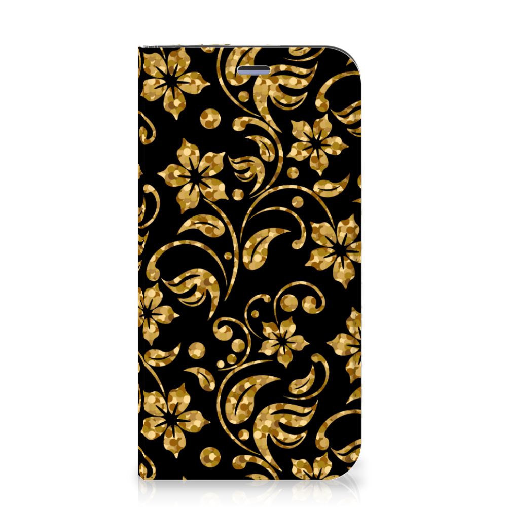 iPhone 12 Mini Smart Cover Gouden Bloemen - B2C Telecom