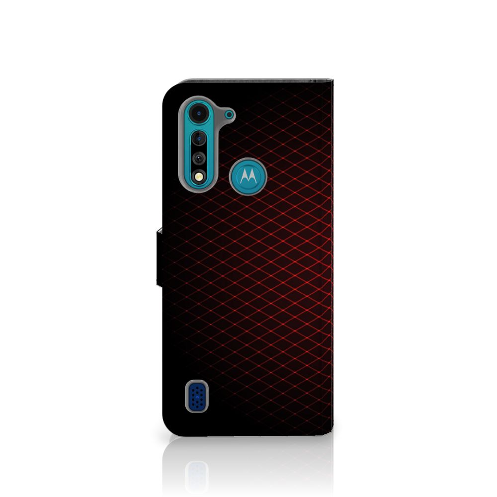 Motorola G8 Power Lite Telefoon Hoesje Geruit Rood