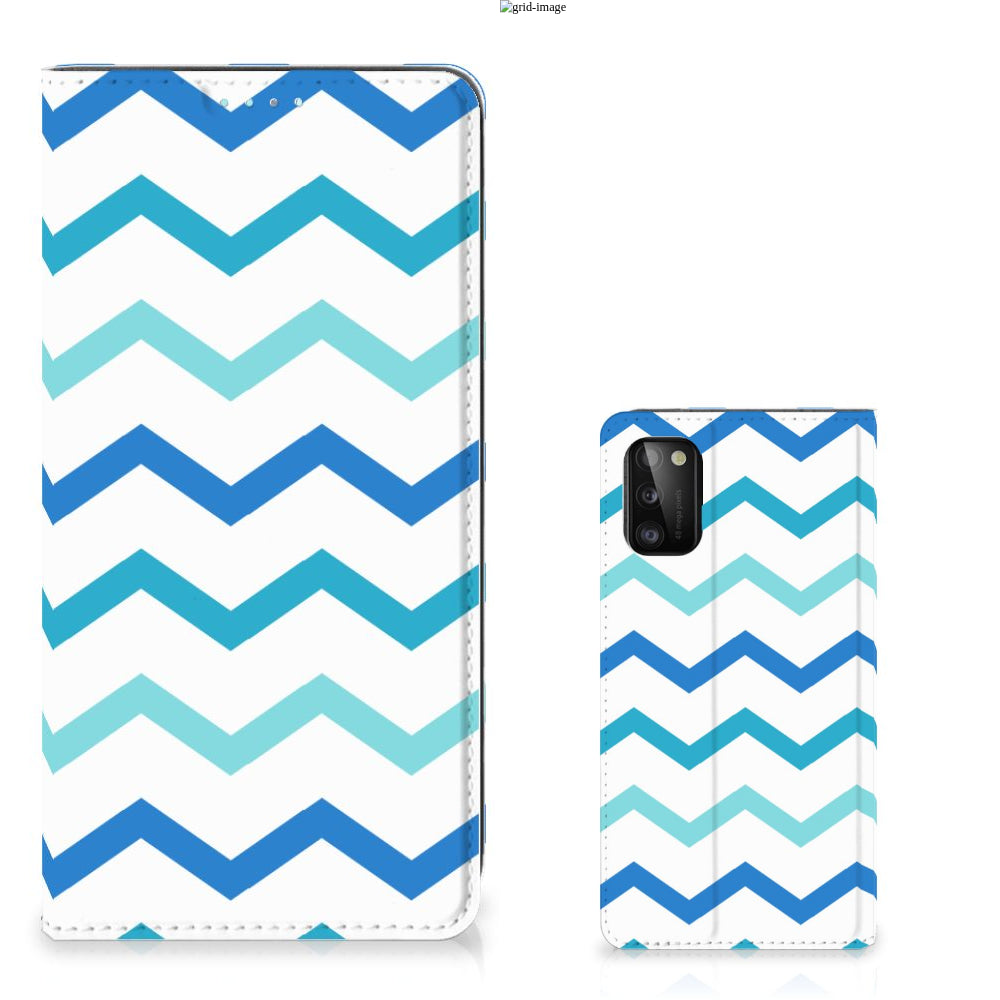 Samsung Galaxy A41 Hoesje met Magneet Zigzag Blauw