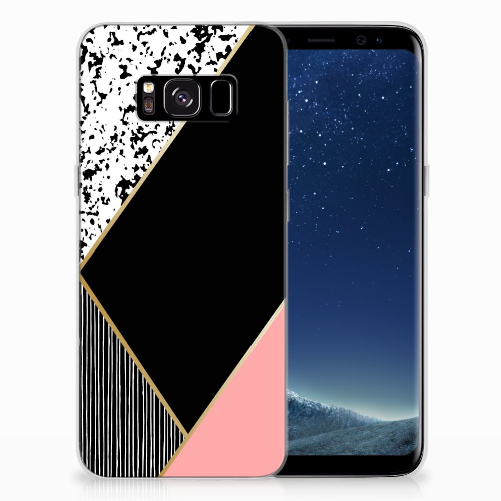 Samsung Galaxy S8 TPU Hoesje Zwart Roze Vormen