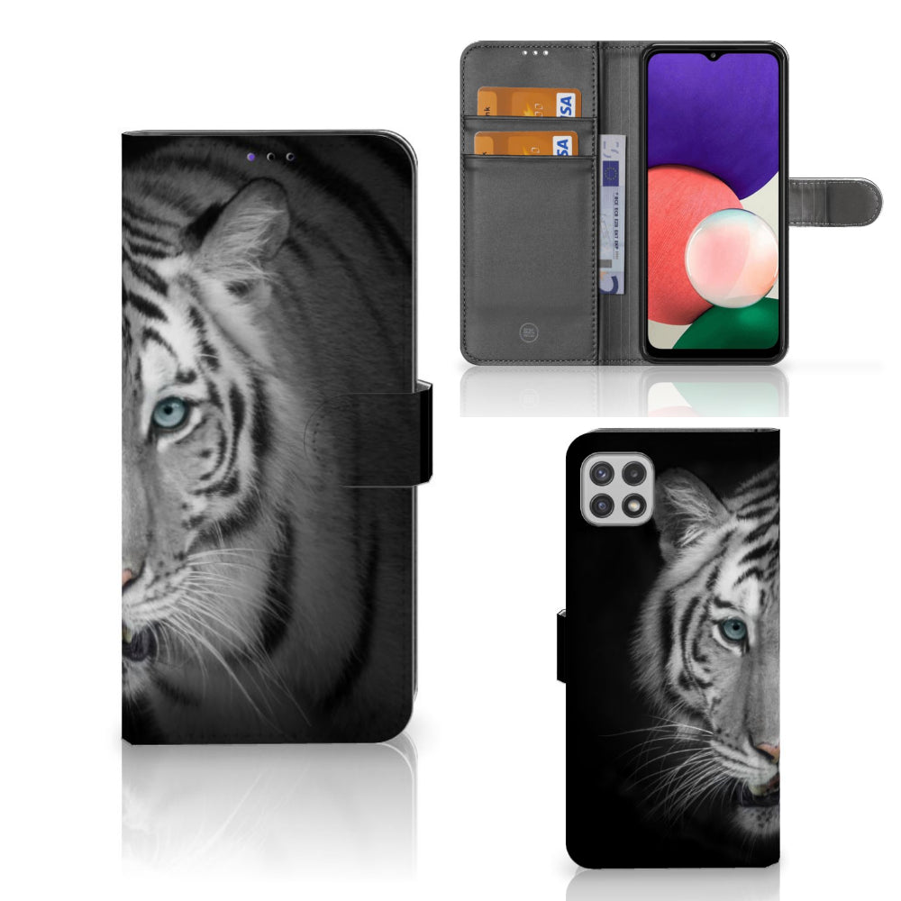 Samsung Galaxy A22 5G Telefoonhoesje met Pasjes Tijger