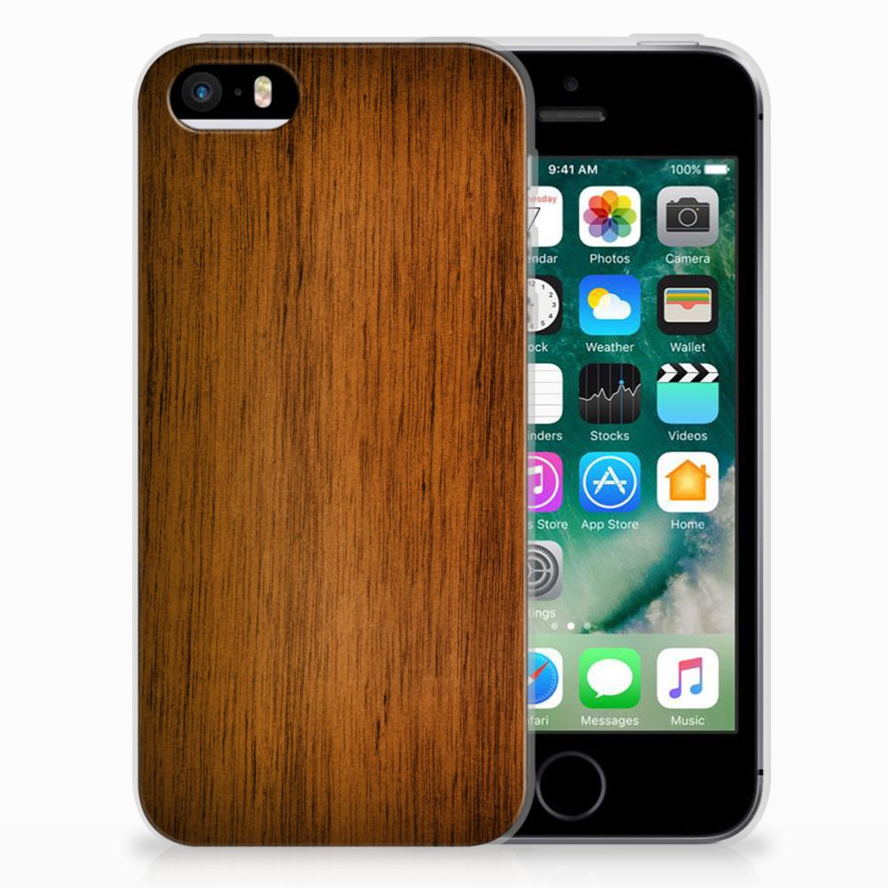 Apple iPhone SE | 5S Bumper Hoesje Donker Hout