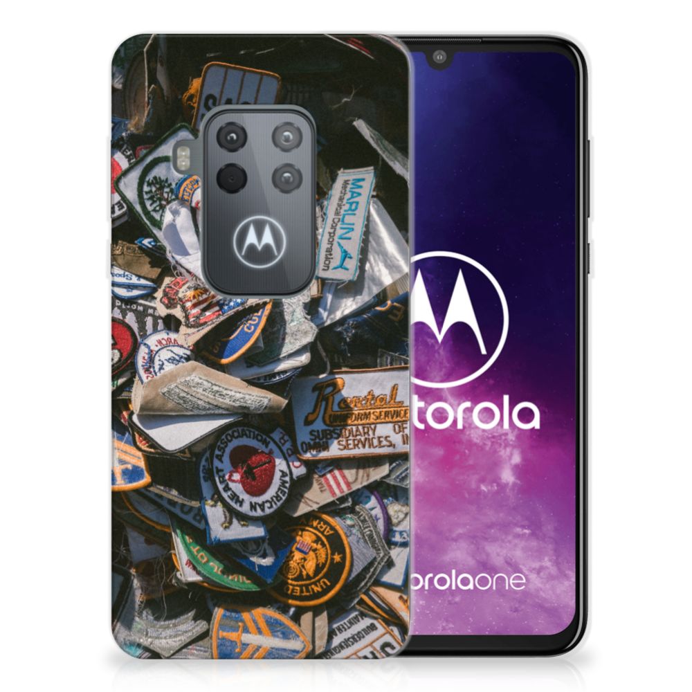 Motorola One Zoom Siliconen Hoesje met foto Badges