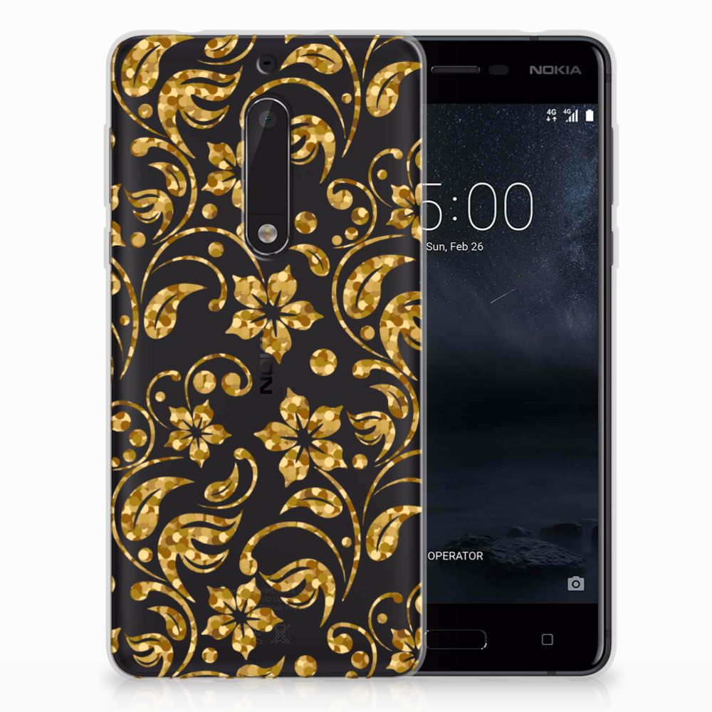 Nokia 5 TPU Case Gouden Bloemen