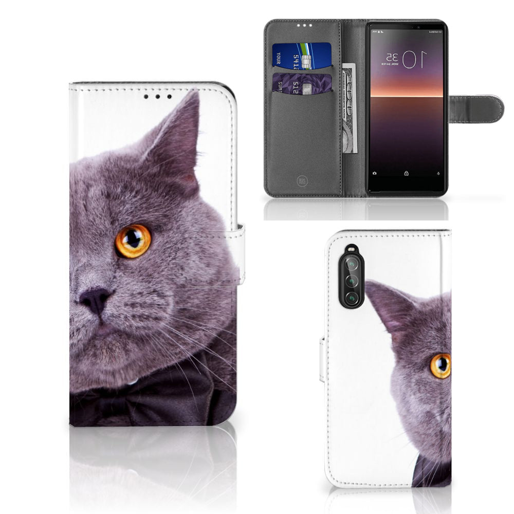 Sony Xperia 10 II Telefoonhoesje met Pasjes Kat