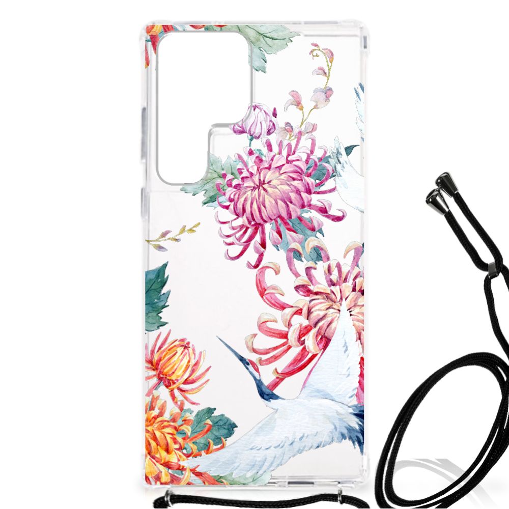 Samsung Galaxy S23 Ultra Case Anti-shock Bird Flowers