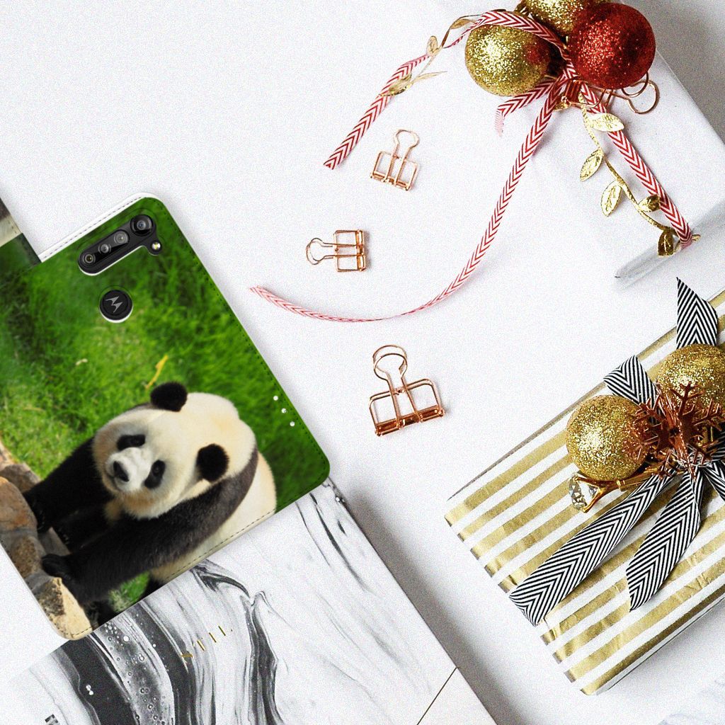 Motorola G8 Power Telefoonhoesje met Pasjes Panda