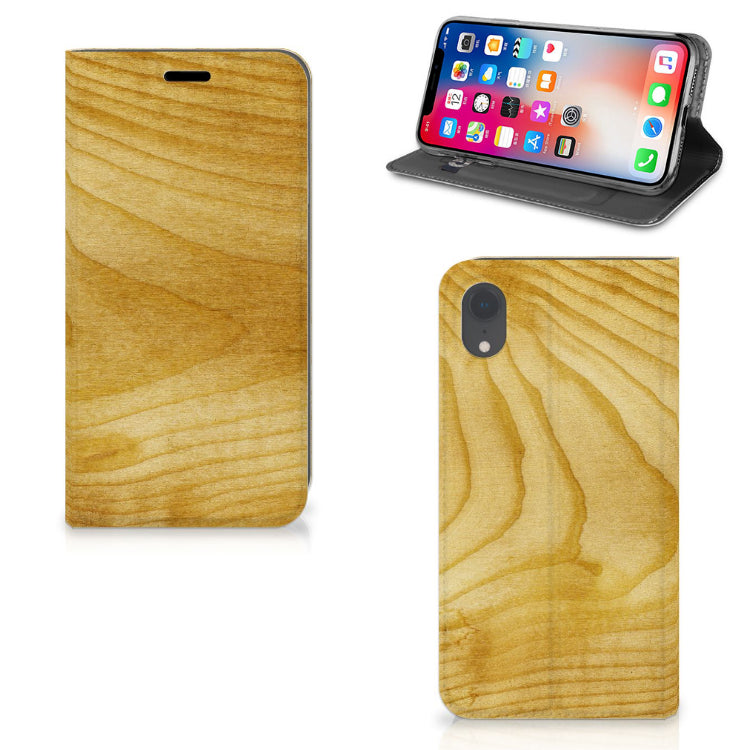 Apple iPhone Xr Book Wallet Case Licht Hout