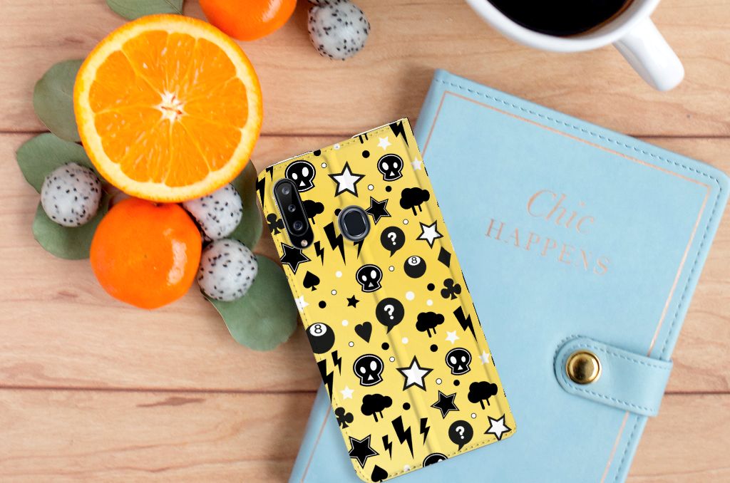 Mobiel BookCase Samsung Galaxy A20s Punk Geel - B2C Telecom