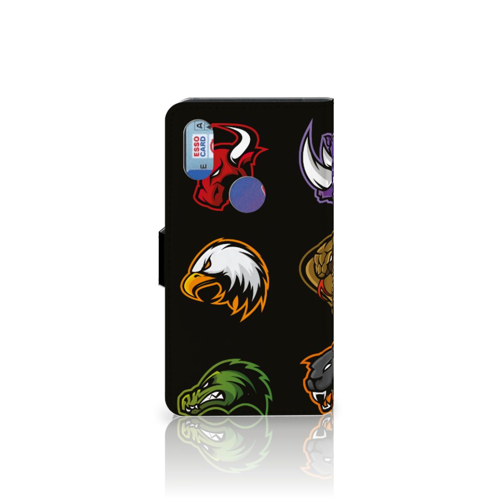 Xiaomi Mi Mix 2s Leuk Hoesje Cartoon met kleurrijke cartoon dieren prints op zwarte achtergrond.