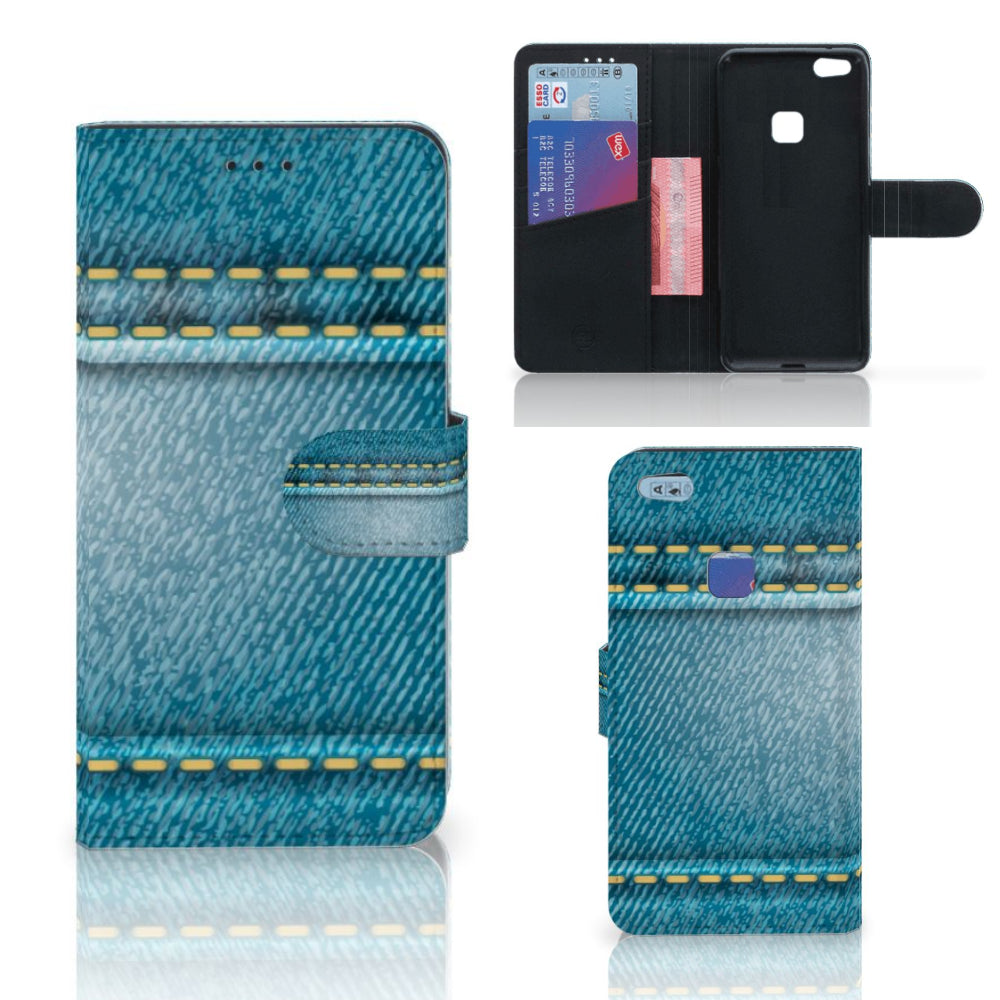 Huawei P10 Lite Wallet Case met Pasjes Jeans