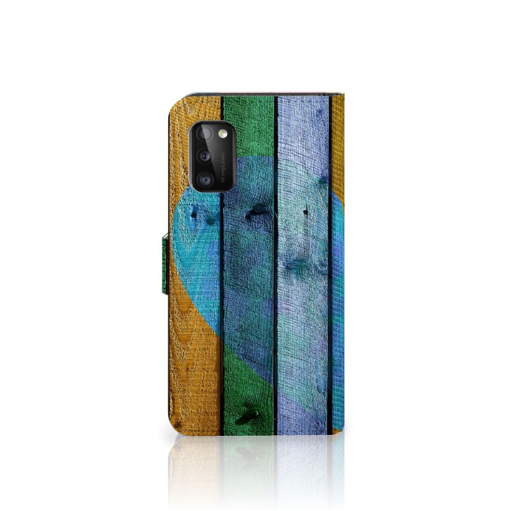 Samsung Galaxy A41 Book Style Case Wood Heart - Cadeau voor je Vriend
