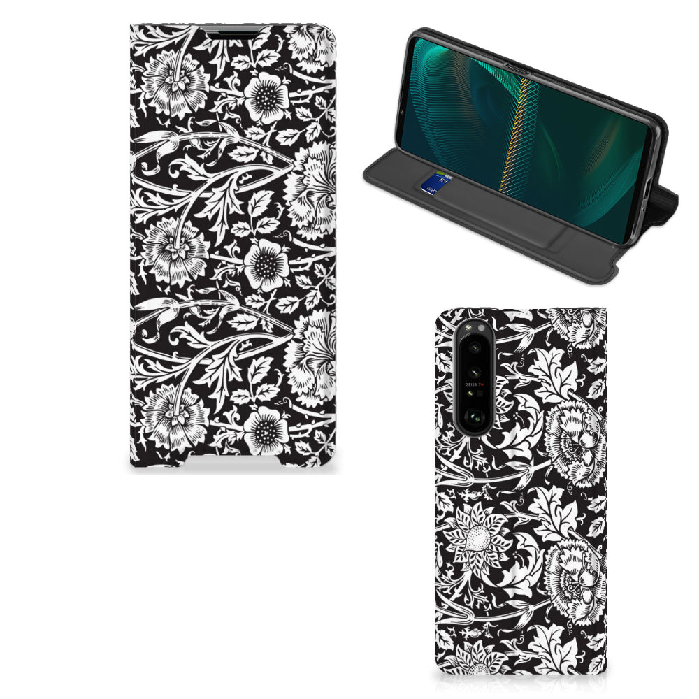 Sony Xperia 5 III Smart Cover Black Flowers